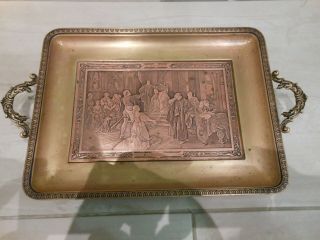 Antique Silver Plated Card / Serving Tray Engraved By B Wicker Circa 1900