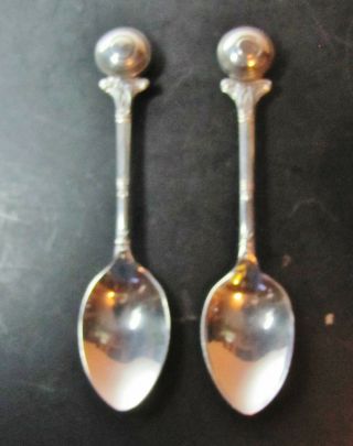 2 X Tea Spoons With Lawn Bowls Balls On The Finials 1930s Epns