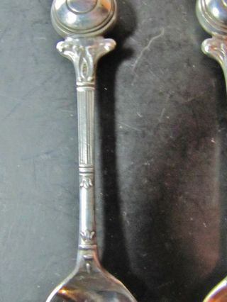 2 x TEA SPOONS with LAWN BOWLS BALLS on the Finials 1930s EPNS 3