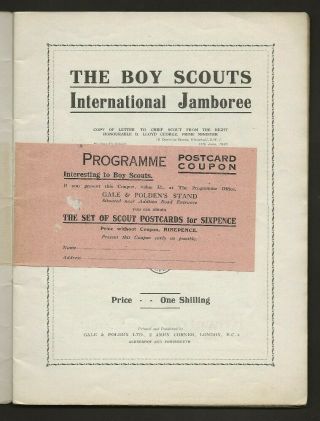 1920 - 1st World Scout Jamboree - Official Programme - Baden Powell - RARE 3