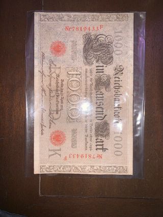 Germany " Reichsbanknote " (1910) Rare 1000 - Mark.  Single.  Unc (au) Banknote P44b