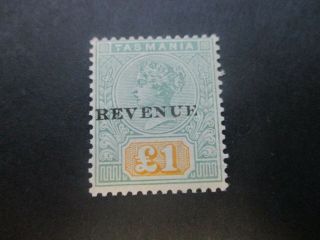 Tasmania Stamps: £1 Revenue Overprint - Rare (g31)