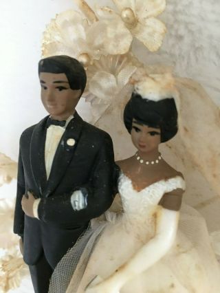 Vintage Black Bride & Groom Wedding Cake Topper African American Wilton 6 "