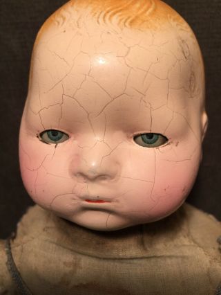 Rare Antique 1924 Effanbee Pat - O - Pat 14 " Cloth Body Composition Doll Clapping