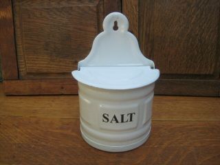 Antique Enamel Hanging Salt Box