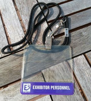 Rare E3 1996 Exhibitor Badge Holder From The Los Angeles Show With Lanyard