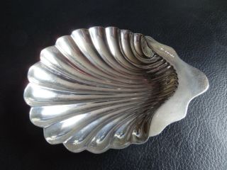 Antique Edwardian Solid Silver Shell Butter Dish - Sheffield 1904 64g