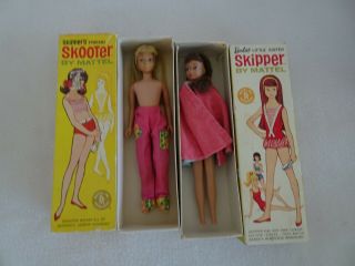 Vtg Barbie Scooter & Skipper Dolls Nib Mattel Scooters Knees Bend