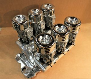 Rare Polished Sbc X1 Crossram Intake Assembly (6x2 With Ford 94 Mdl 59 Carbs)