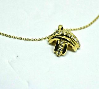 Tiffany & Co Rare Diamond 18k Yellow Gold Signature X Pendant Necklace Suede Box