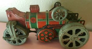 Antique Rare Early 1920s Orobr German Tin Litho Wind Up Steam Roller Toy