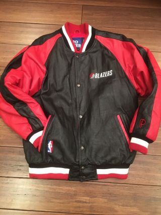 Vintage Portland Trailblazers Blazers Nba Pro Player Leather Jacket Sz: Rare