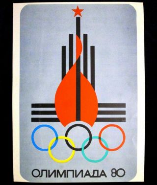 Poster Ussr Russia Moscow 1980 Olympic Games Soviet Union Red Star
