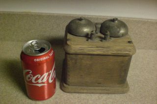 Antique Vintage Electric Oak Wooden Telephone Wall Ringer Box Kellogg ? Western?