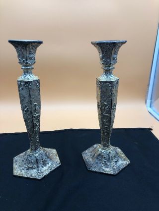 (2) Antique W.  B.  Mfg.  Co.  Candlestick Holders 2360 Pat Applied For Usa