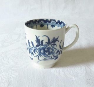 Antique First Period Worcester Blue And White Porcelain Coffee Can C1770