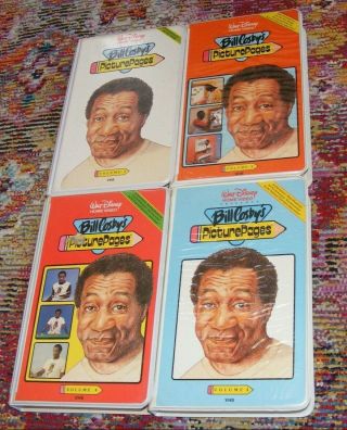 Disney Clamshell Bill Cosby‘s Picture Pages Vol 1 2 3 & 4 Vhs Tapes Rare 1985