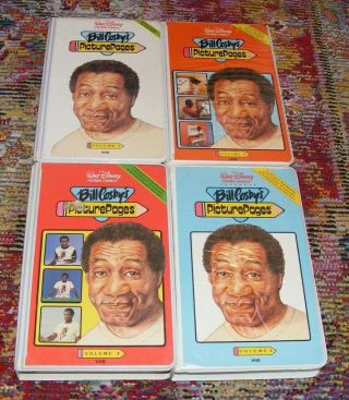 Disney Clamshell Bill Cosby‘s Picture Pages Vol 1 2 3 & 4 VHS Tapes Rare 1985 2