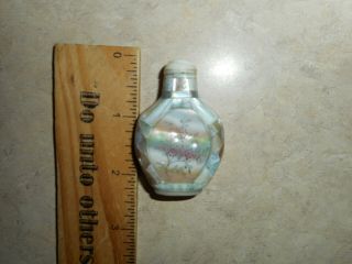 Antique Chinese Mother Of Pearl Hand Carved Flowers Snuff Bottle Very Pretty