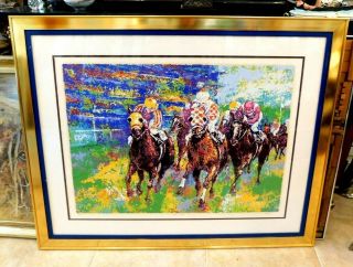Magnificent Rare Large Mark King Numbered & Hand - Signed " Home Stretch " Serigraph