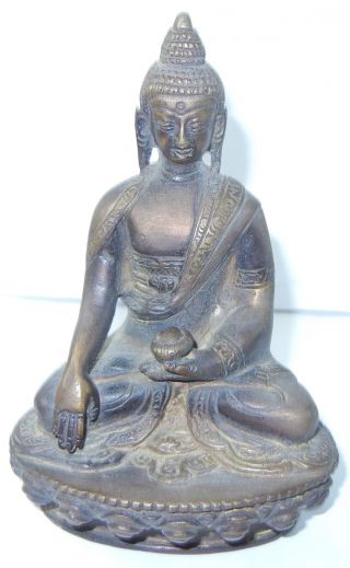 Antique Japanese Nepal Metal (copper?) Buddha Statue Meditative