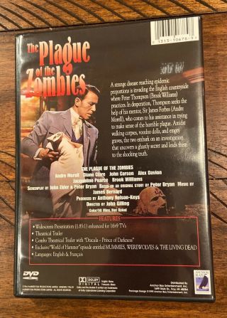 PLAGUE OF THE ZOMBIES - Rare Out of Print DVD - Anchor Bay - Hammer Horror 2
