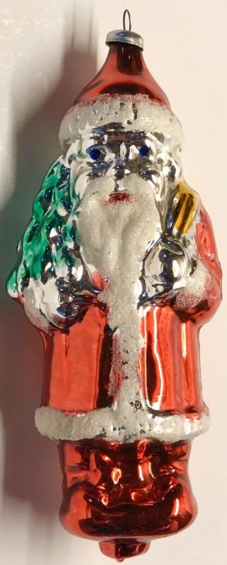 Antique Germany Hand Blown Glass Santa Claus W/toy Bag Christmas Tree Ornament