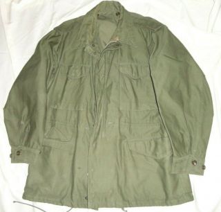 Vintage M - 1951 Korean War Field Jacket Olive Color Rare Large Size