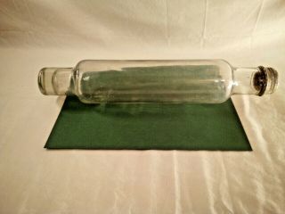 Antique Vintage Glass Rolling Pin With Tin Lid