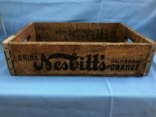 Vintage Nesbitts California Orange Soda Bottle Wood Art Box Crate Holder