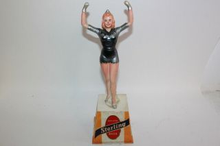 Mellow Sterling Beer Sign Tinker Bell Woman - Rare 1960 Embosograf Chicago Il