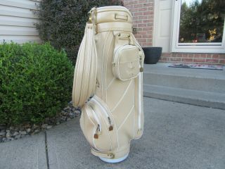 Rare Vintage Ladies - " Designer Ron Miller " Pro Only Cart Golf Bag.  Pretty Cream