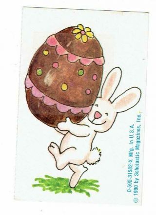 Rare Scratch & Sniff Vintage Sticker Scholastic Easter Egg Bunny Chocolate 1980