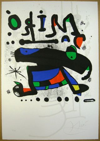 Joan Miro Lithograph " Composition " Hand Signed Sheet Rare F/s From Japan