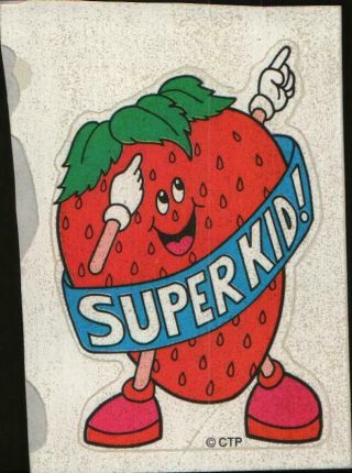 Rare Scratch & Sniff Sticker Ctp Reward Strawberry Kid 2.  5 " Tall