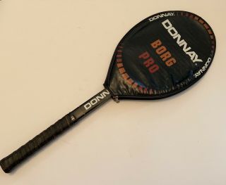 Vtg Bjorn Borg Donnay Pro Tennis Racket Made In Belgium Medium Rare Wooden Cover