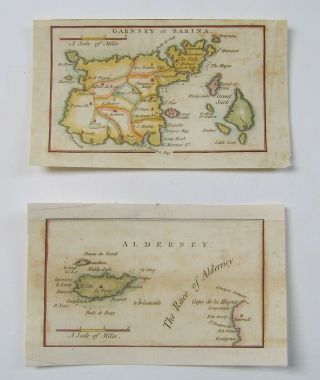 Guernsey And Alderney: Two Antique Maps By John Cary,  1789