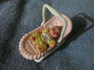 Rare Barbie Midge Happy Family Newborn Brunette Baby Doll W/bassinet Nr Skipper