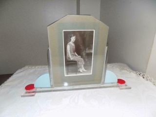 Art Deco Vintage Perspex Bakelite & Bevelled Octagonal Heavy Glass Photo Frame