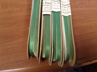 10 Yards 1/4 " Green Velvet Ribbon Fabric Silk Rayon Made In France