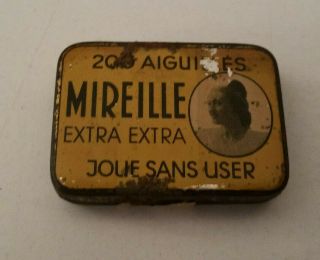 Rare French Mireille Phonograph Gramophone Needle Tin