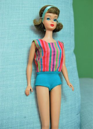 Vintage Barbie Sidepart American Girl Barbie Brownette 1965 1960 ' s RARE HTF 2
