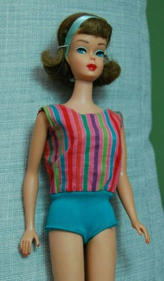 Vintage Barbie Sidepart American Girl Barbie Brownette 1965 1960 ' s RARE HTF 3