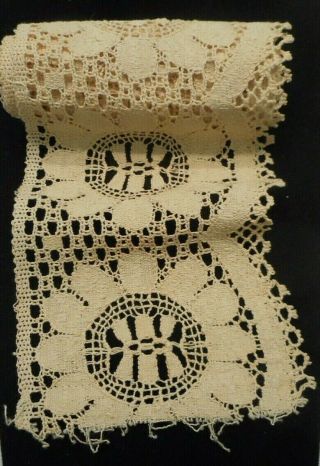 Lace Trim Strip Antique White Vintage Crochet Flower Pattern Squares,  4 