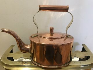Gorgeous Antique Arts & Crafts Copper & Brass 2 Pint Hob Kettle C1890 Tin Lined