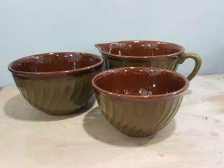 Rare Paul Deen Signature 4qt,  3qt And 2qt Ceramic Mixing Bowl Set