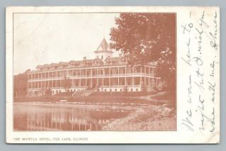 Mineola Hotel Fox Lake Illinois Antique Udb Postcard 1908