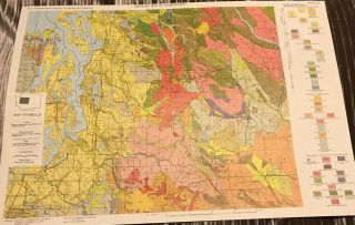 Vintage Geological Map Of Washington State 15 X 21