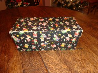 Vintage/antique Christmas Cardboard Box W/santa Tree Candles & More