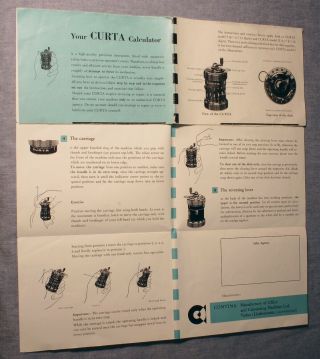 RARE Vintage Curta Calculator Type 1 Model 55489 Black Metal Case w/Four Manuals 3